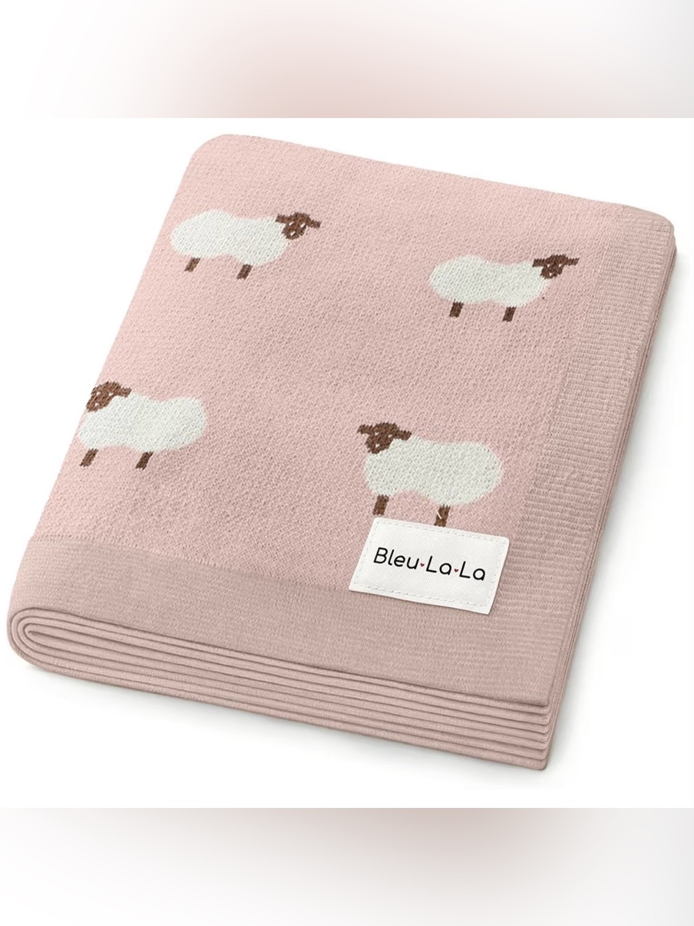 Bleu LaLa Light Pink 100% Soft Cotton Baby Blanket with Sheep. New!